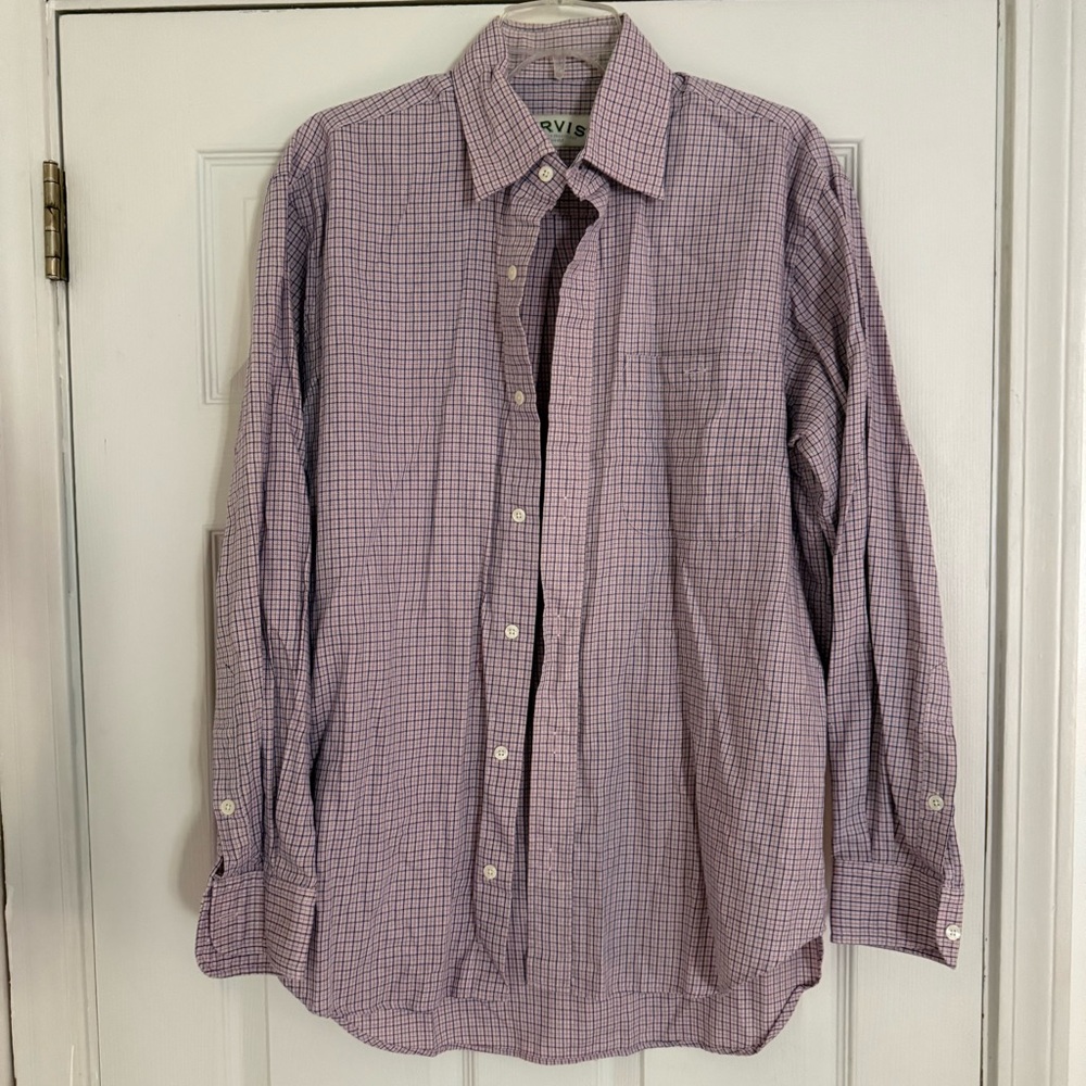 Orvis Men's Lavender Checkered Button Down Shirt